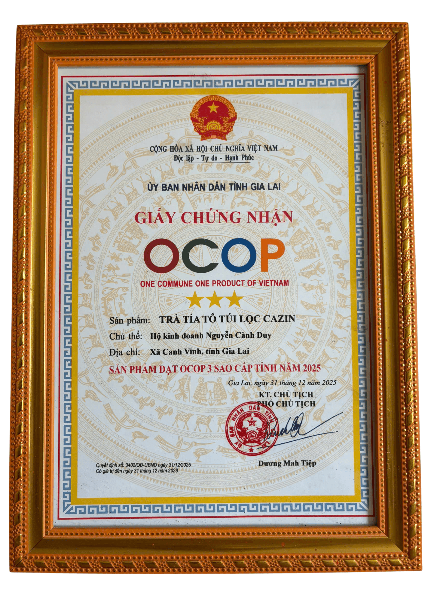 GIẤY CHỨNG NHẬN OCOP